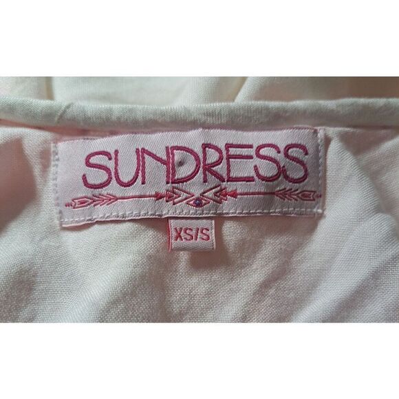 Sundress Brand Dress Cover Up Size XS/S White‎ Pink Tassels Ruffle Sleeve - Picture 10 of 11